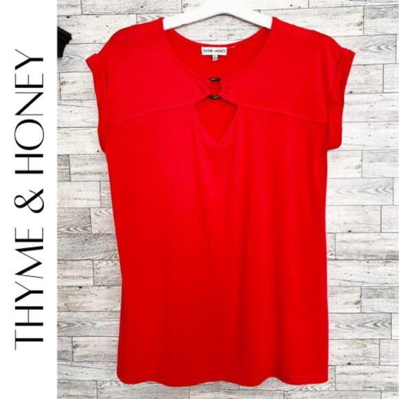 THYME & HONEY O-Ring Cutout Neck Casual Blouse - Tee, L, NWOT! - Picture 1 of 10